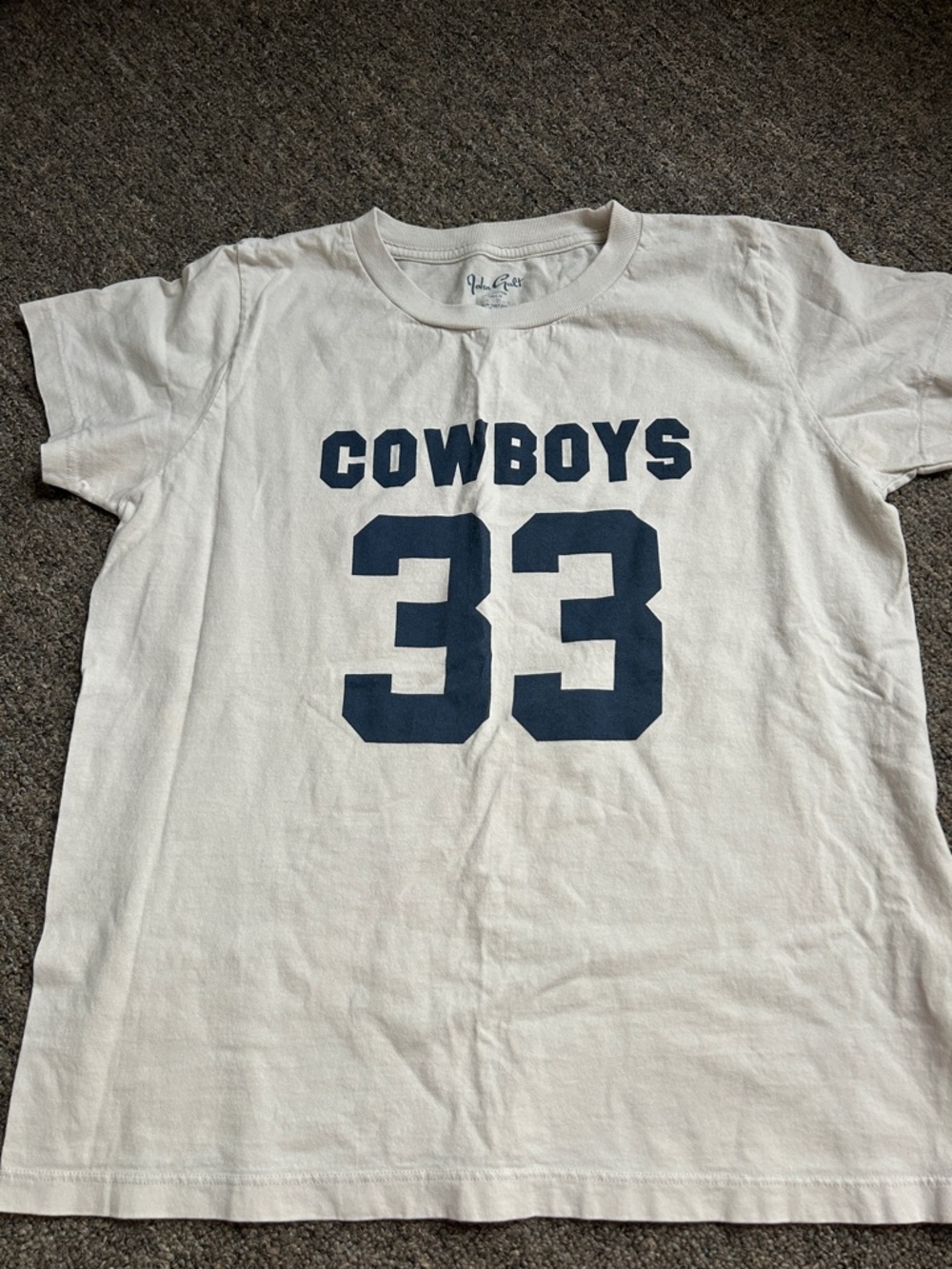 Brandy Melville White Tee with Navy 'Cowboys 33' Graphic